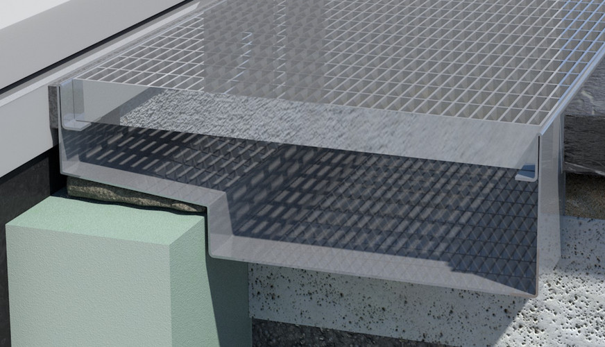 Typ 611 Terrassentür Einbau Gitterrost MW30-10 Rendered Image Detail