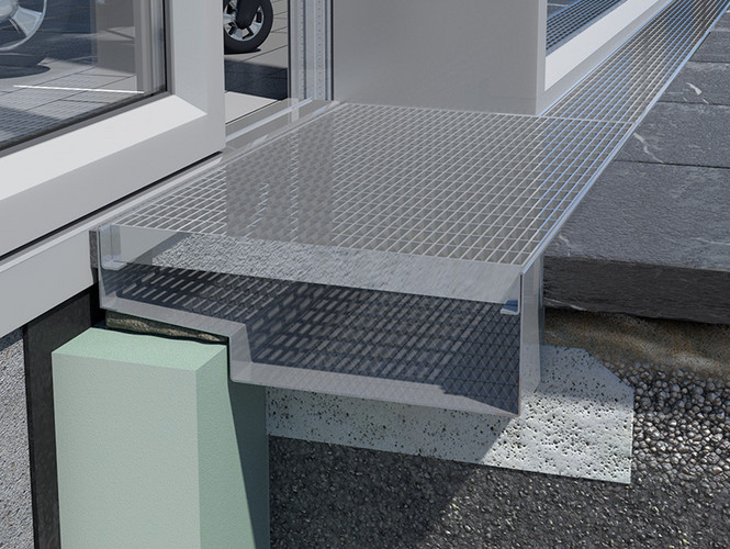 Fassadenrinne Typ 611 Terrasse Gitterrost 01