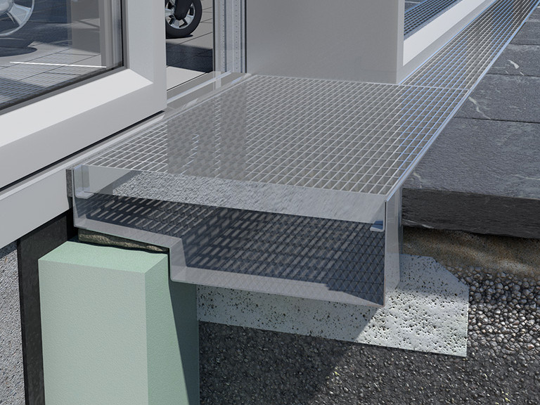 Fassadenrinne Typ 611 Terrasse Gitterrost 01