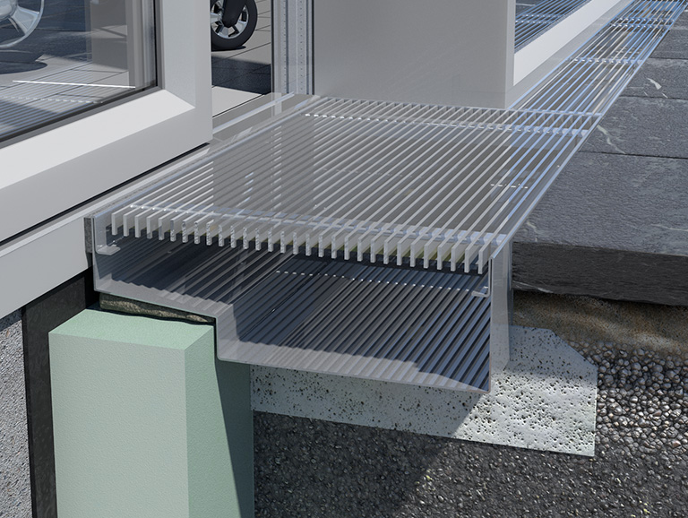 Fassadenrinne Typ 611 Terrasse Laengsstabrost 20-3
