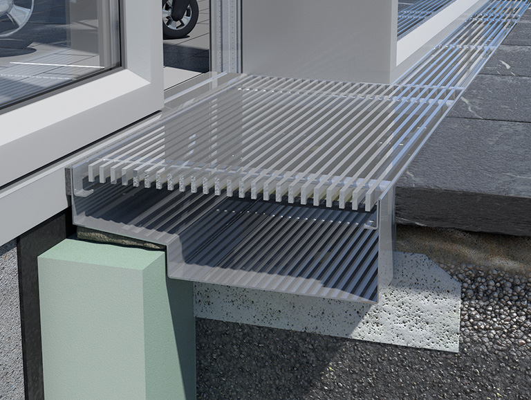 Fassadenrinne Typ 611 Terrasse Laengsstabrost 20-5